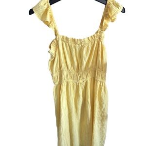 No Boundaries Yellow Ruffled Smocked Tank Dress